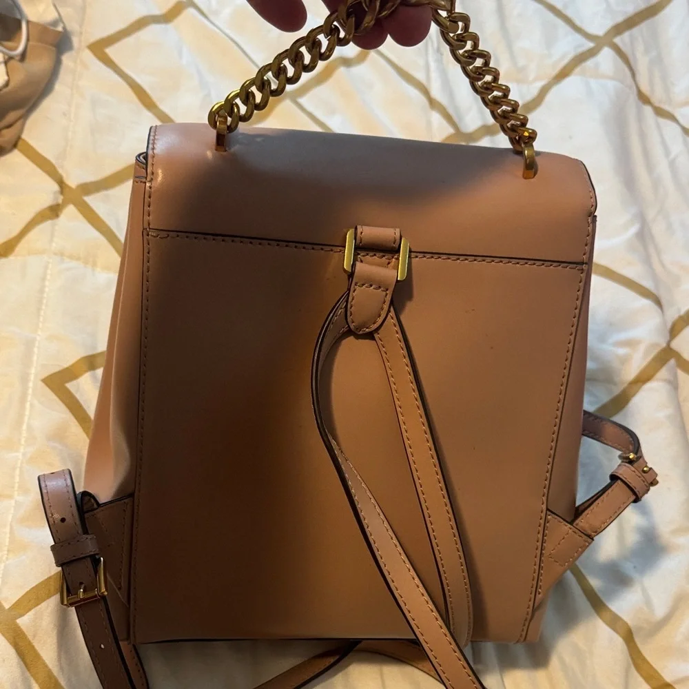 Michael Kors Brown Leather Backpack with Gold Accents - Picture 3 of 4